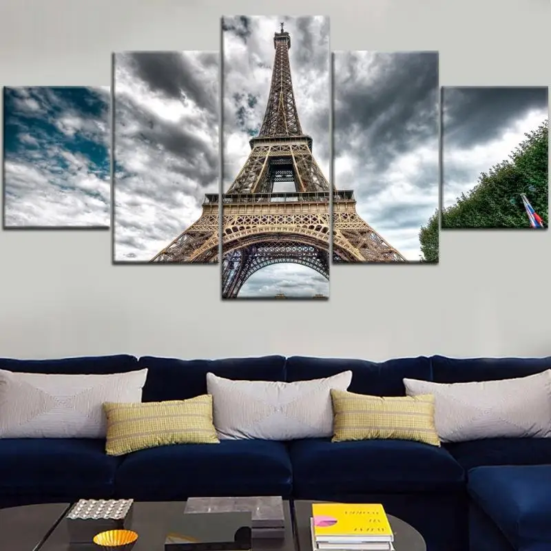 

5 Pcsmodern World Famous American Architecture Eiffel Tower Wall Painting Frameless Printing Poster Home Decoration Living Room