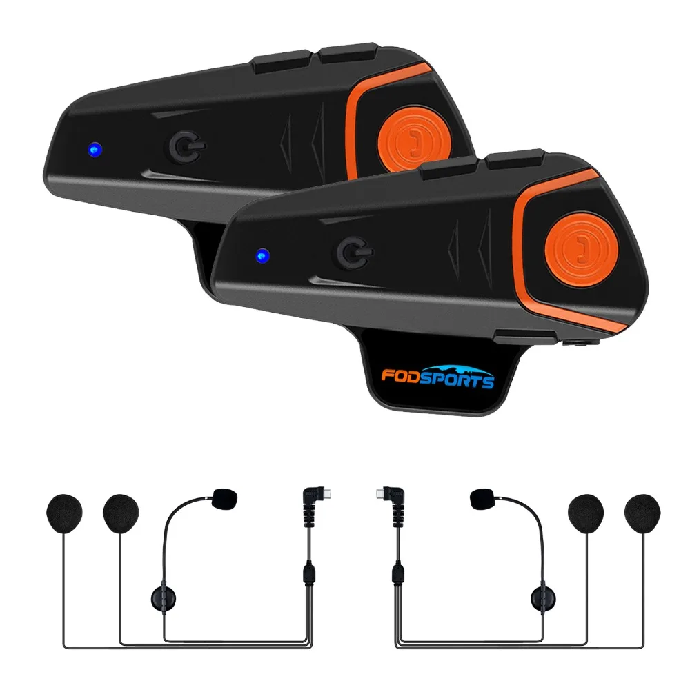 Fodsports BT-S2 Pro moto rcycle Интерком 1000 м Мото шлем гарнитура Водонепроницаемый IPX6 BT Interphone FM интерфейс тип-c