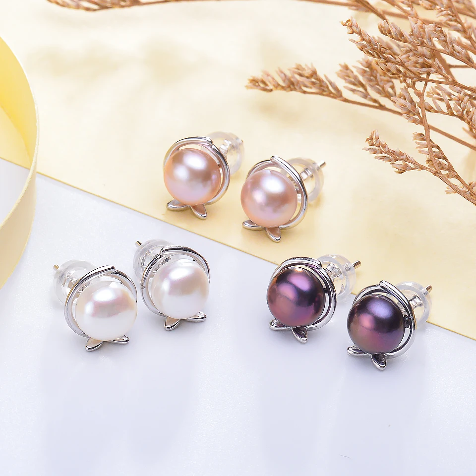 

Zorun Natural Freshwater White Pearl Earring Fine / Fashion Jewelry 7-8MM 925 Sterling Silver for Women New Design Good Sale