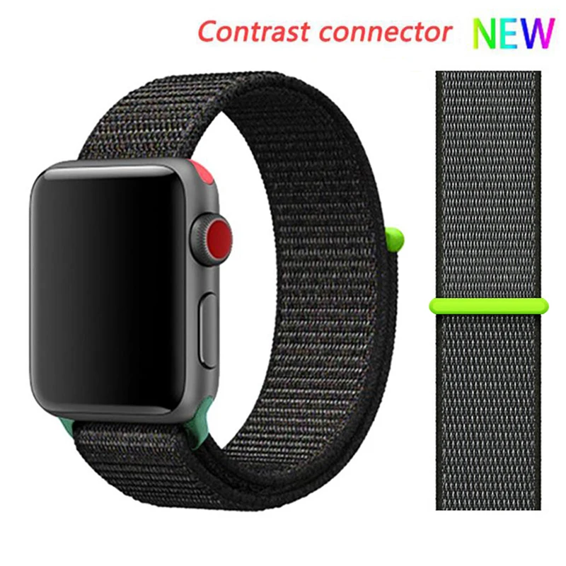Нейлоновый ремешок для Apple watch 5 ремешок 44 мм 40 мм iWatch ремешок 42 мм 38 мм спортивный ремешок для часов Браслет Apple watch 4 3 2 1 38 40 44 мм - Цвет ремешка: Black red 4 hit