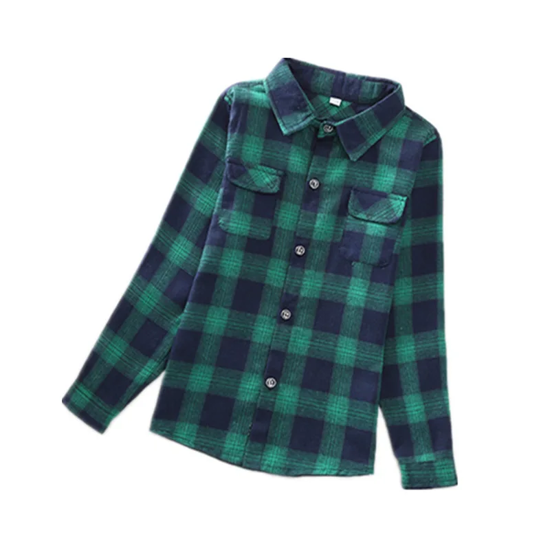 Модная клетчатая рубашка для мальчиков на весну и осень детская одежда