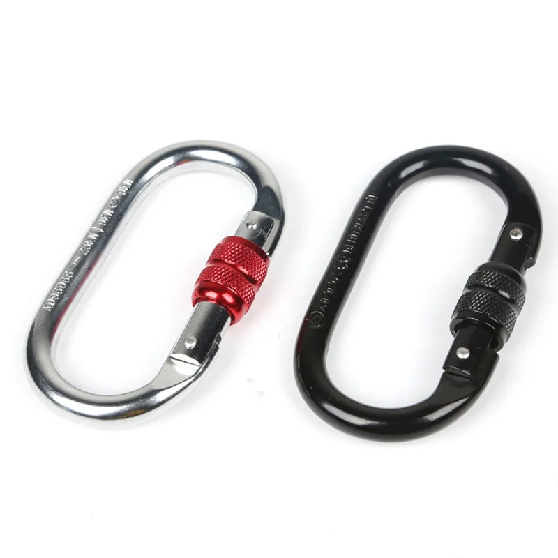 

25KN D-ring Carabiner Keychain Aluminum Alloy Rock Climbing Outdoor Climbing Automatic Quickdraw Survive Screw Screw Lock Buckle