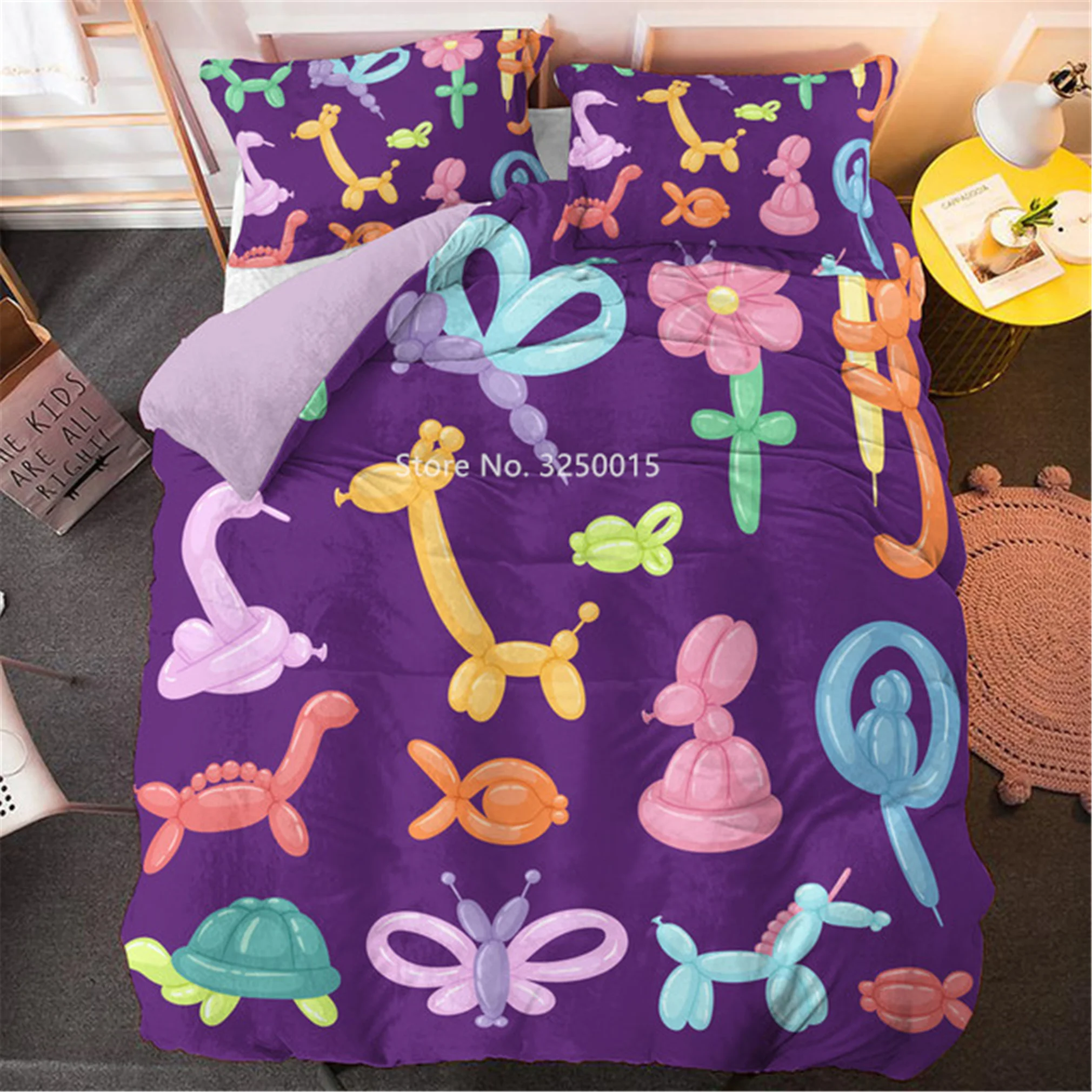 

Home Textile Cartoon Color Balloon Design Children's Comfortable Duvet Comforter Pillowcase Bedding Set Bedroom Decoration