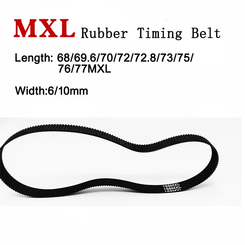 

5pieces MXL Rubber Timing Belt Trapezoidal Small Toothed Synchronous Drive Belts 68/69.6/70/72/72.8/73/75/76/77MXL Width=6/10mm