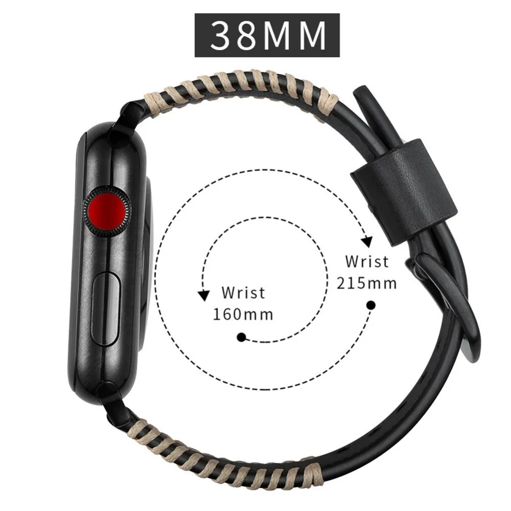 Ремешок для часов apple Watch 4 Band с белым проводом ремешок из натуральной кожи Serise 3 2 1