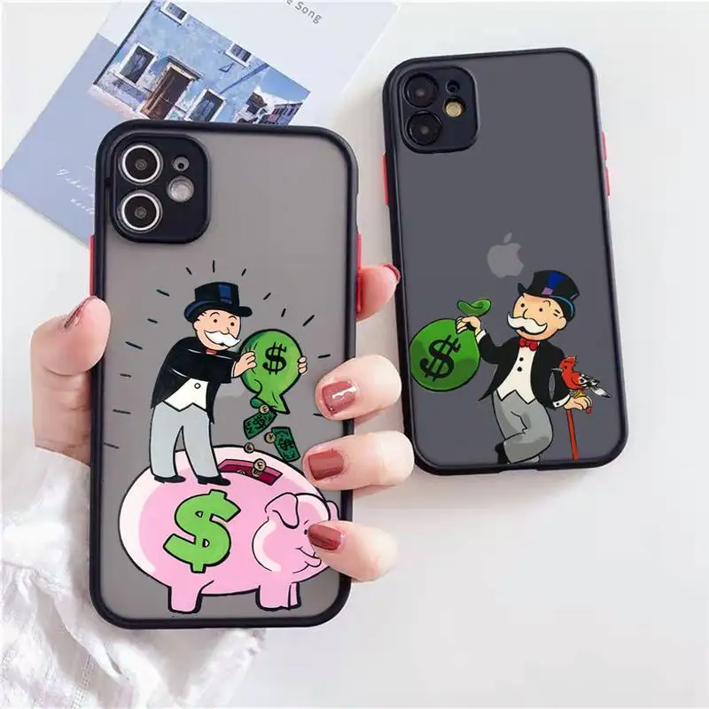 

Dollar Monopoly Phone Case Matte Transparent for iPhone 7 8 11 12 s mini pro X XS XR MAX Plus Clear mobile bag Soft shell