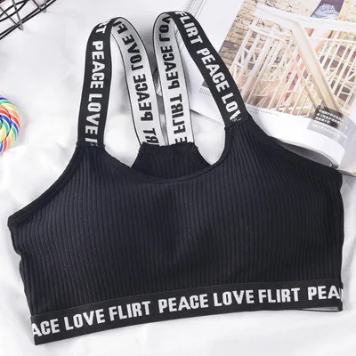 A Letter Sport Bra Tops Cotton Underwear Breathable Sportswear for Women Gym Wear Fitness Running Yoga Push Up Sports Bra Top - Цвет: A