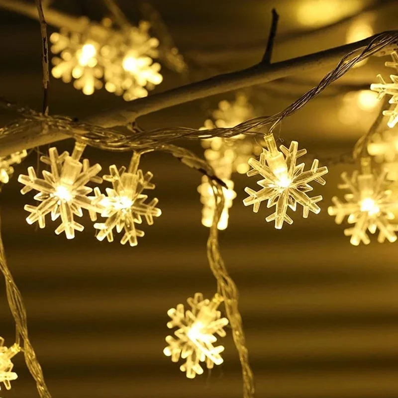 

LED Snowflake String Lights Colorful Fairy Garland Decoration For Christmas Tree New Year Room Valentine's Day Battery Operated
