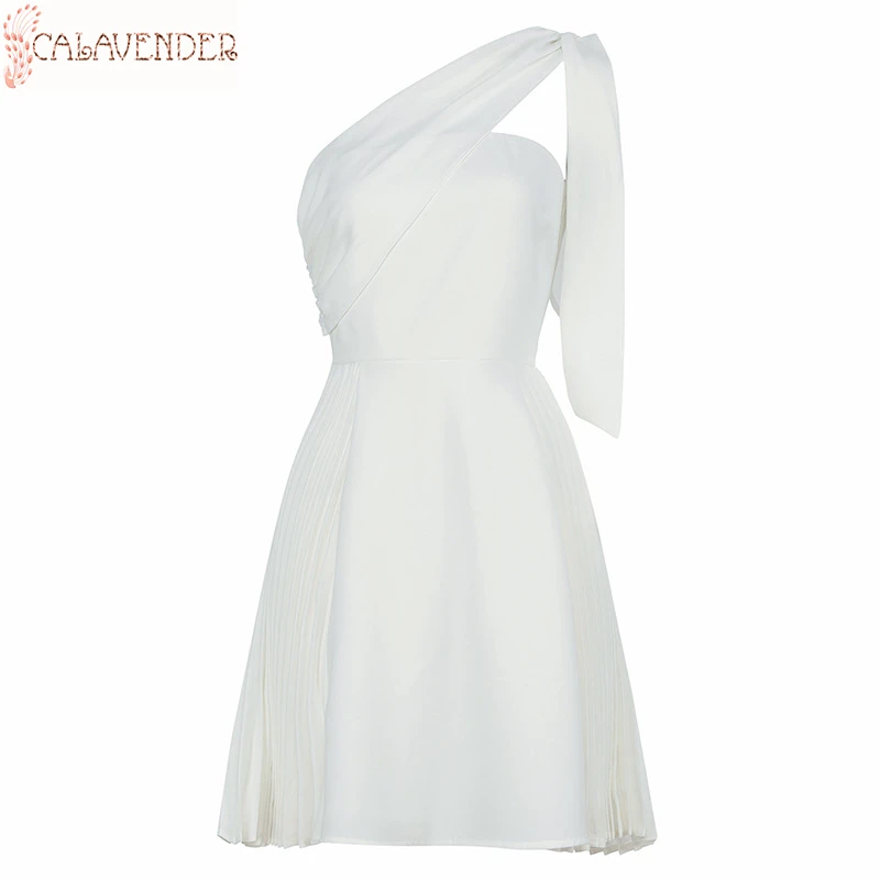 

White Cocktail Dress One-shoulder Short Prom Dresses 2020 Zipper Up Back vestidos de graduacin