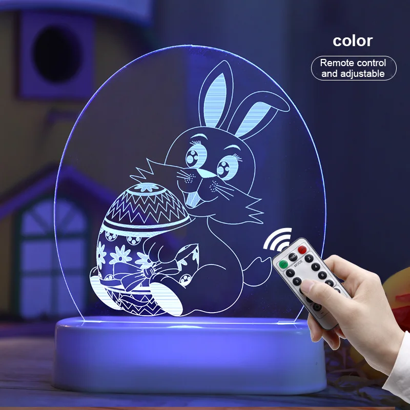 

1PCS 3D Easter Light LED Room Decoration Lights Trick Or Treat Bunny Lamp Resurrection Eggs Holiday Lighting Night Lighting