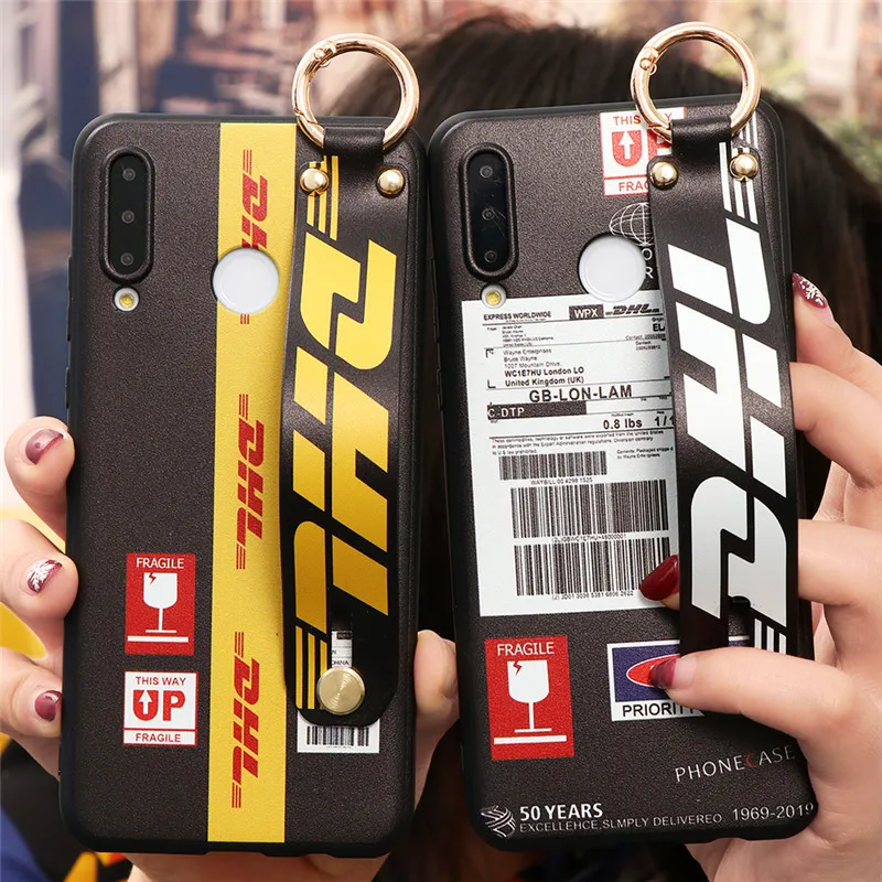DHL Express чехол с ремешком на запястье из ТПУ для Huawei P30 P20 Pro P40 Lite E Y6 Y7 P Smart 2019 Honor 9A 8A 10i
