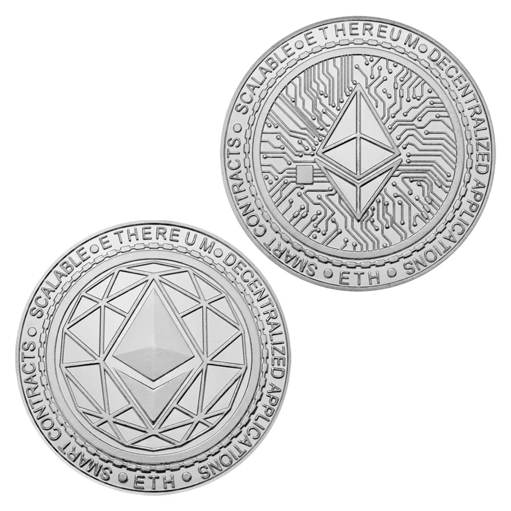 

Копировальная монета Etherum с серебряным покрытием, сувениры и подарки, коллекция физических криптовалют, коллекция монет, Арт, коммутирующая...