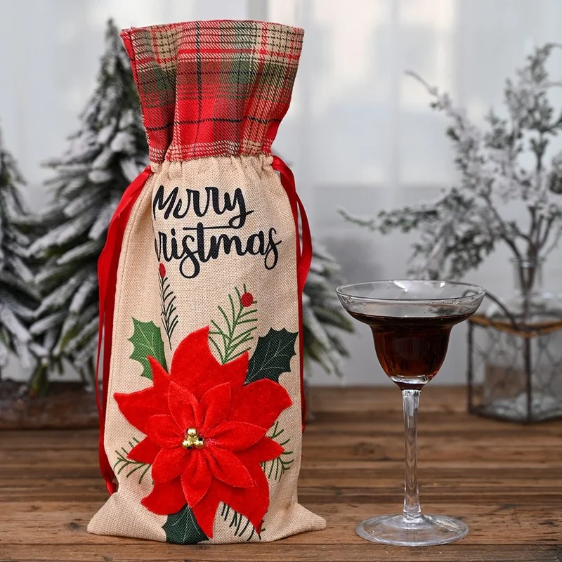 

New Year 2022 Santa Claus Snowman Wine Bottle Cover Noel Christmas Decoration for Home Dinner Decor Christmas Gift Tree Ornament