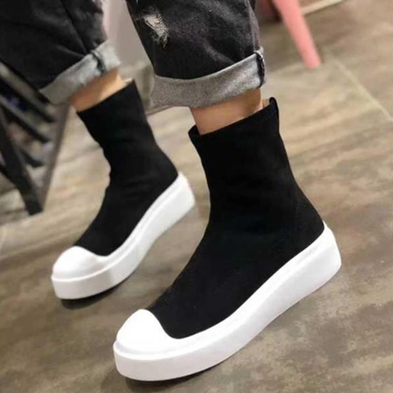 Ботинки мартинсы из ракушечной замши эластичная ткань мотоциклетные ботинки