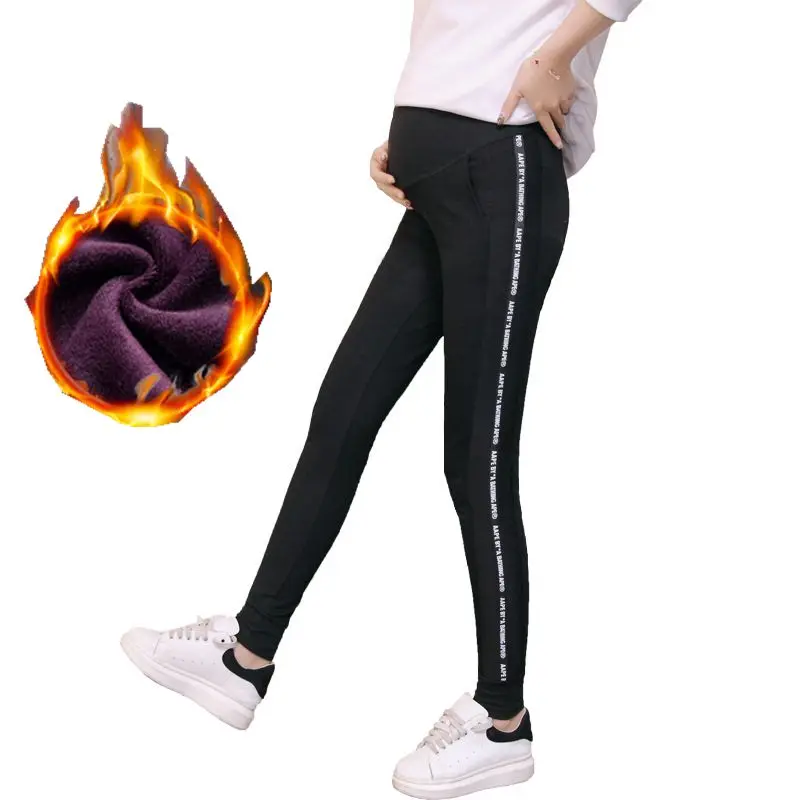 

Winter plus velvet maternity pants small leggings elastic waist lift stomach lift pants sports pants maternity clothes pregnant