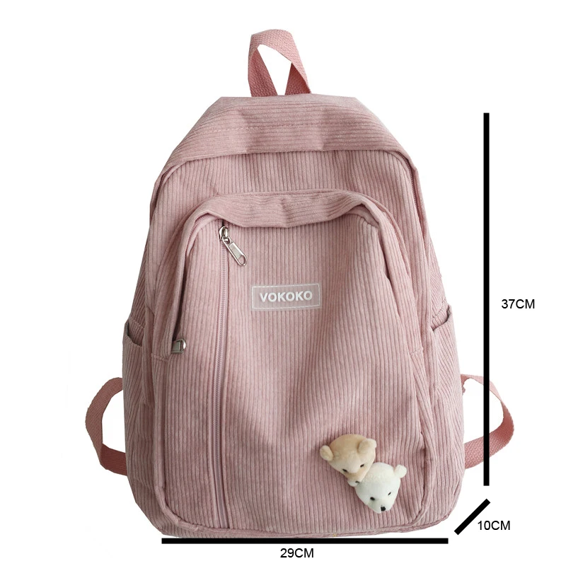 

Harajuku Women Cute Corduroy Woman Backpack School Bag For Teenage Girls Luxury Female Fashion Student Lady Book Bag Mochila