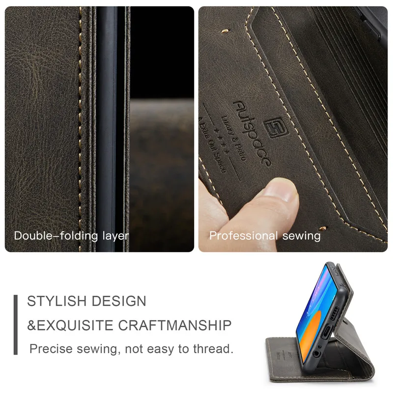 Чехол для Huawei P Smart 2021 кожаный чехол с магнитным слотом карт роскошный