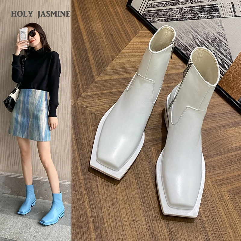 Женские ковбойские ботильоны в западном стиле осенне зимние черные кожаные