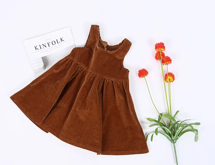 Осеннее вельветовое хлопковое платье для девочек Трапециевидные платья