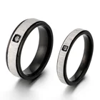 Винтажное наждачное кольцо черные обручальные кольца для мужчин и женщин, ювелирные изделия из нержавеющей стали с камнем cz