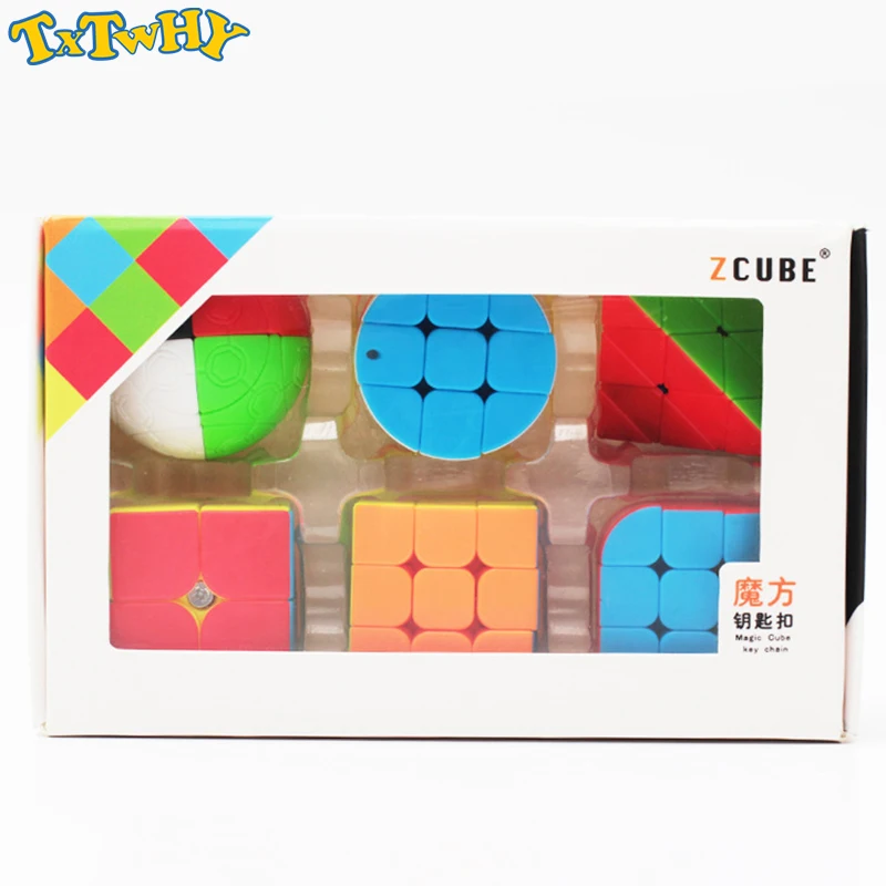 Z cube Комплект 6 шт./компл. подарочный набор мини-Волшебный куб 2x2x2 3x3x3 магический шар цепочка для ключей с цилиндром, головоломка, развивающие игрушки для детей