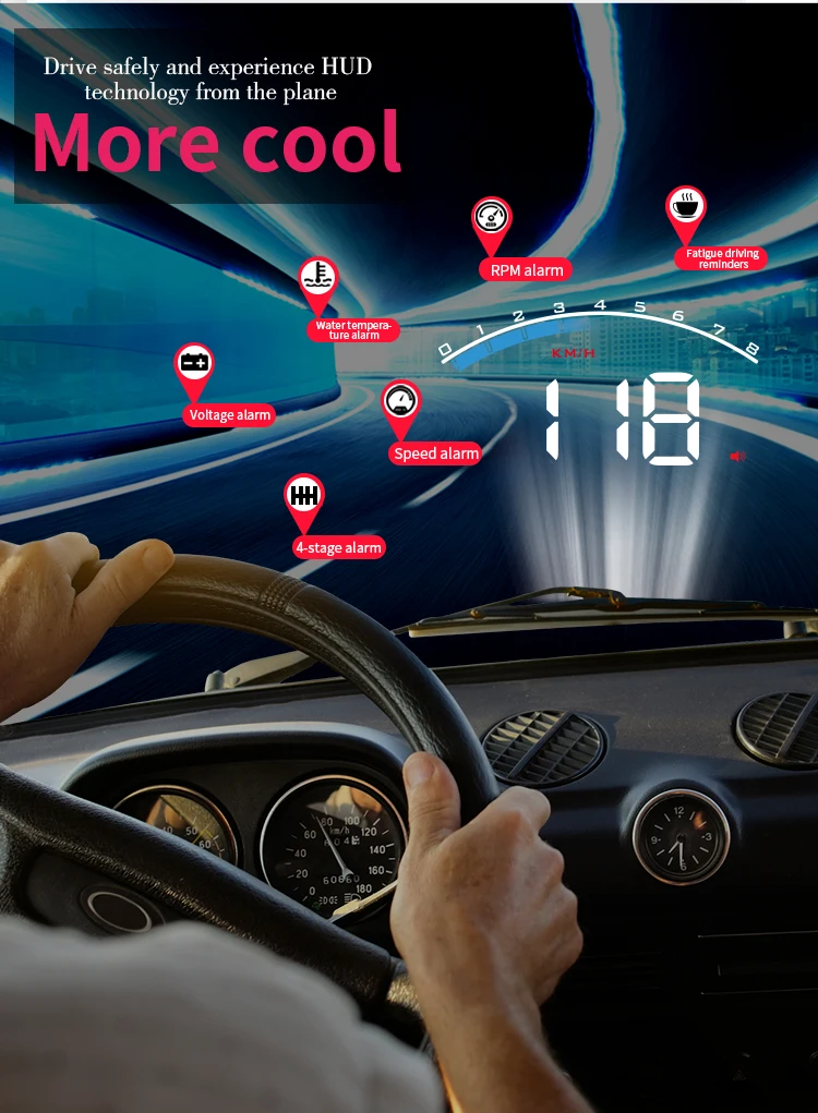 

Datong hud M6S Car Head up display Auto Electronics KM/h MPH OBD2 Hud Security Alarm windshield Projector display car