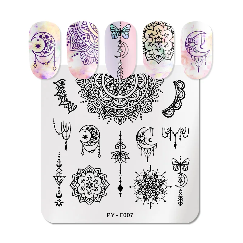 

PICT YOU Mandala Series Nail Stamping Plates Geometric Grid Flower Nail Art Stamping Image Templates Stamp Plate Stencil Tools