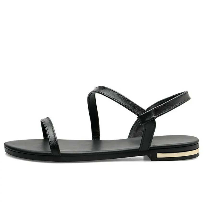 Женские босоножки из искусственной кожи на плоской подошве размеры 34