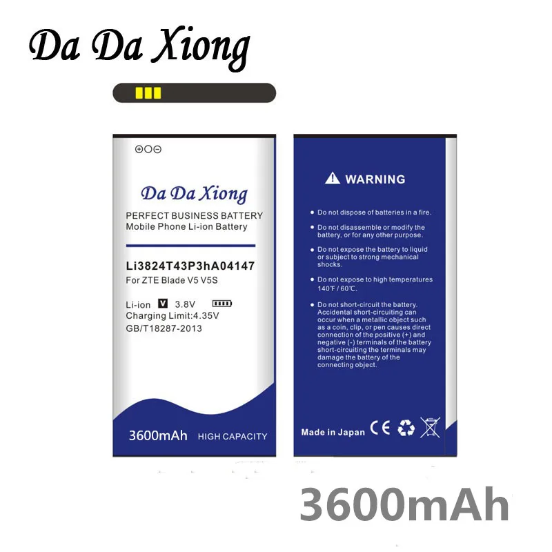Аккумулятор Da Xiong 3600 мАч Li3824T43P3hA04147 для ZTE Red Bull V5 V5S n9180 U9180 V9180 N918ST|battery for|battery for