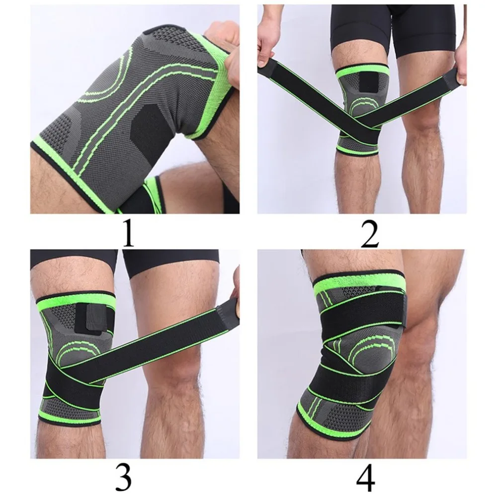 TSAI 3D Pressurized Fitness Running Cycling Bandage Knee Support Braces Elastic Nylon Sports Pad Sleeve Ship Today Hot Sale | Спорт и