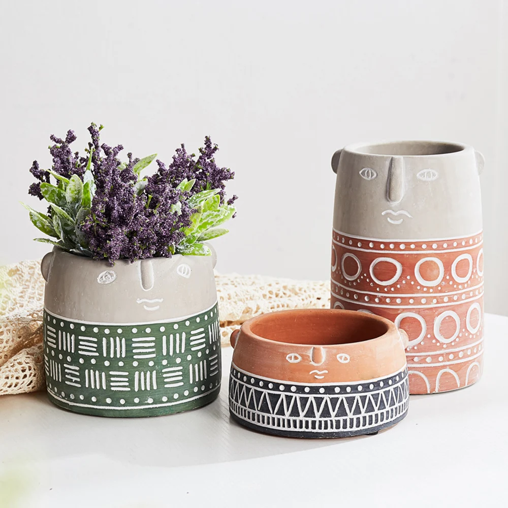 Цветочный горшок для лица домашний сад мини бонсай кактус цветочный посадки