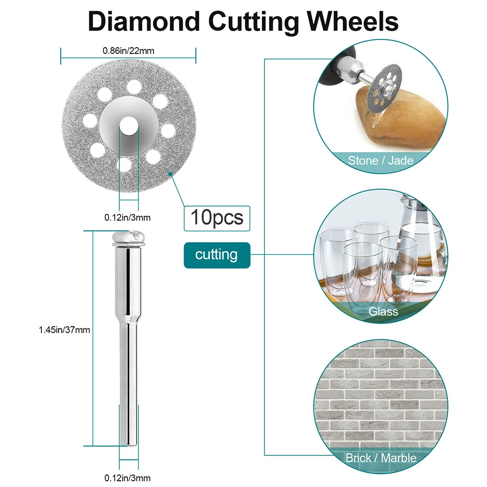 

60Pcs Diamond Cutting Wheels Set for Dremel Rotary Tool Die Grinder Metal Cut Off Disc Compatible with Drills,Hanging Grinders