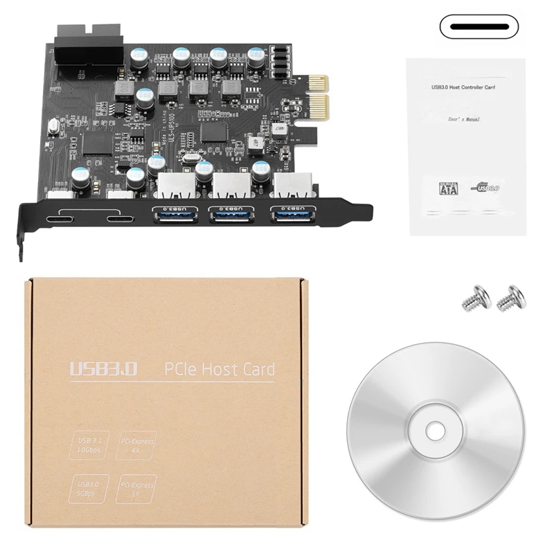ULS-5100 5-Port PCI-E Плата расширения USB3.0 3-Port + Type-C 2-Port 20PIN слот | Компьютеры и офис