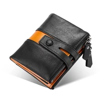 mens first layer cowhide short wallet anti theft fashion mens clip pickup bag coin purse