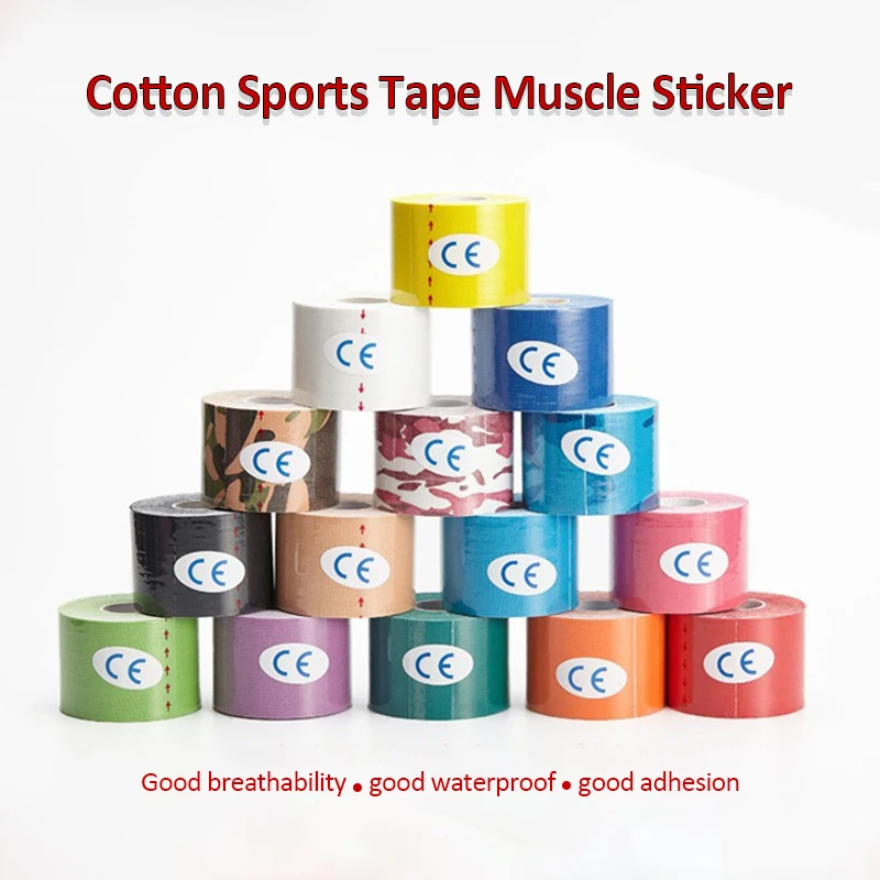 5 м дышащий хлопок кинезиологии ленты спортивный эластичный клей рулона повязка