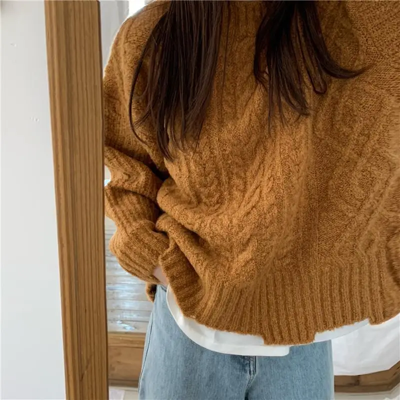 

Women Pullovers Autumn Female Sweaters Womens Jumpers Twist-pull Simple Cozy All-match Casual Loose Outwear Korean Style Ulzzang