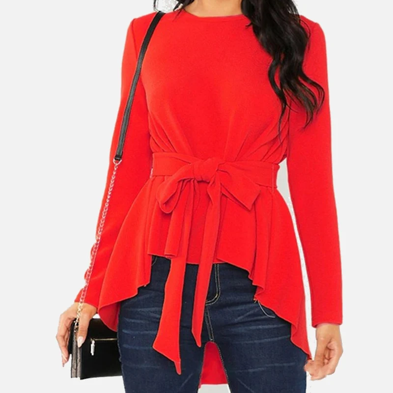 

Swallowtail Tunic Slim Women's Blouse Solid O Long Sleeve Bow 2021 Fashion Women Blouses New Spring Casual Lady Top Female