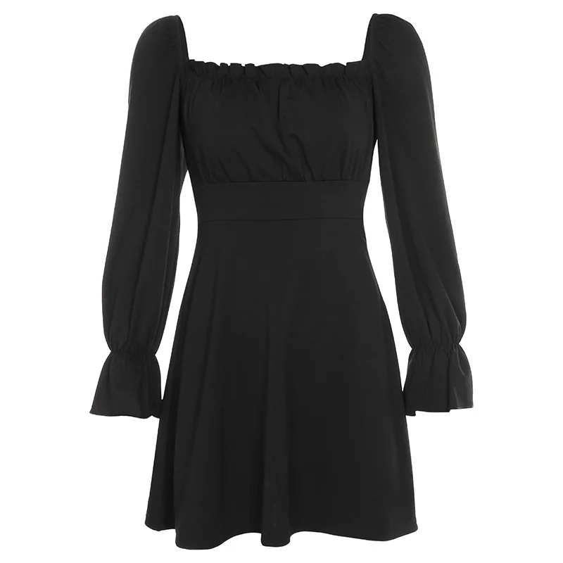 

Женское Повседневное платье-трапеция 2020, женское платье, популярное стильное ретро мини-платье с квадратным вырезом, цветное кружевное весенне-летнее платье