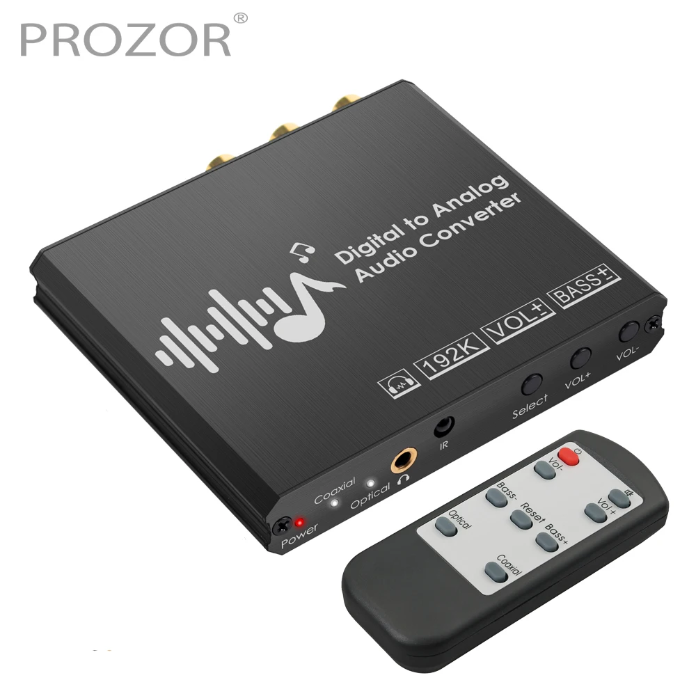 

Prozor 192kHz DAC аудио конвертер дистанционное управление бас объем цифровой SPDIF оптический Toslink коаксиальный аналоговый L/R 2RCA 3,5 мм разъем