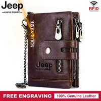 100 cow leather small wallet men bifold credit card holder wallet rfid blocking purse for men high quality chain portemonnee