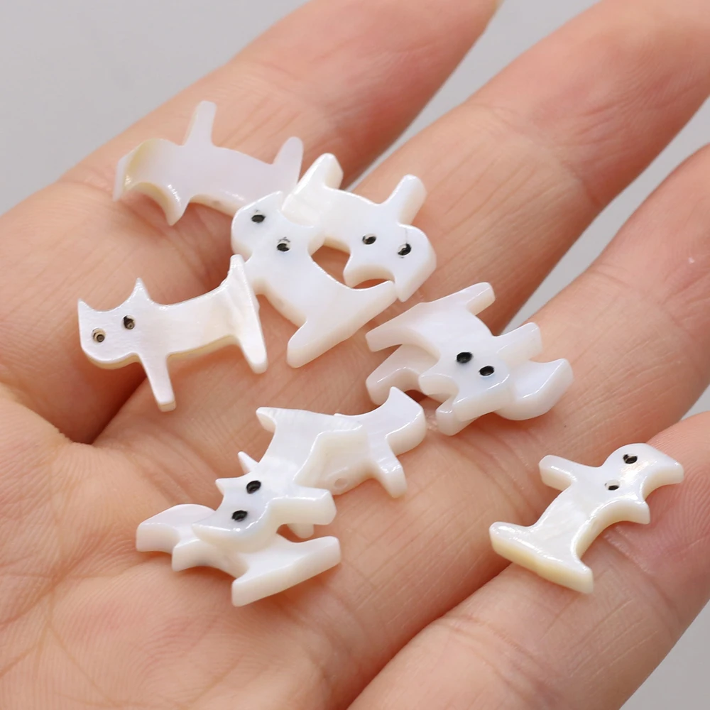 

2021 Best Selling Natural Perforated Freshwater White Shell Cat-shaped Shell Making DIY Necklace Bracelet Size 10x15mm10pcs