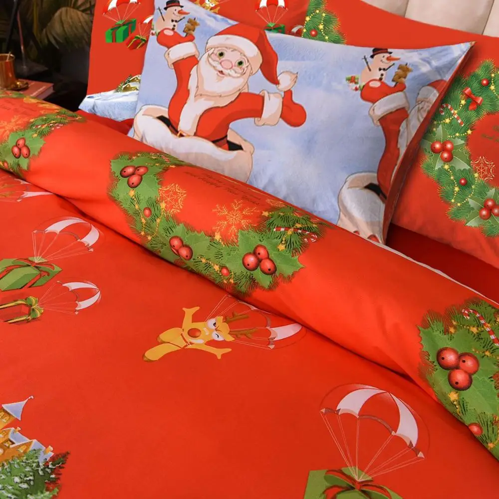 

3D Christmas Printed Bedding Set Comforter Bedclothes Duvet Cover Pillowcase Set Single Double King Size
