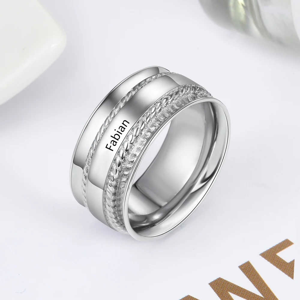 Бесплатная гравировка персонализированное имя кольцо для женщин мужчин никогда