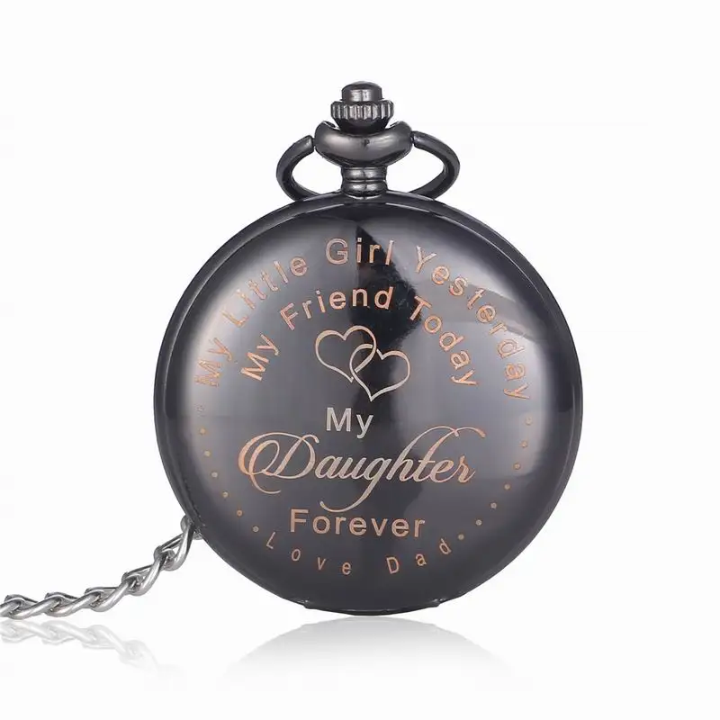 Black Fob Watches Fashion Quartz Pocket Watch Vintage Necklace Pendant Clock Gift Bronze Pocket Watch Chain Necklace fashion gold wing star pocket watch necklace woman shining golden crystal fob watches for lady girl nice kid gift gem with chain