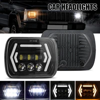 led car headlight white amber turn signal warning lamp work light waterproof for jeep wrangler toyota nissan truck 5x76x7inch