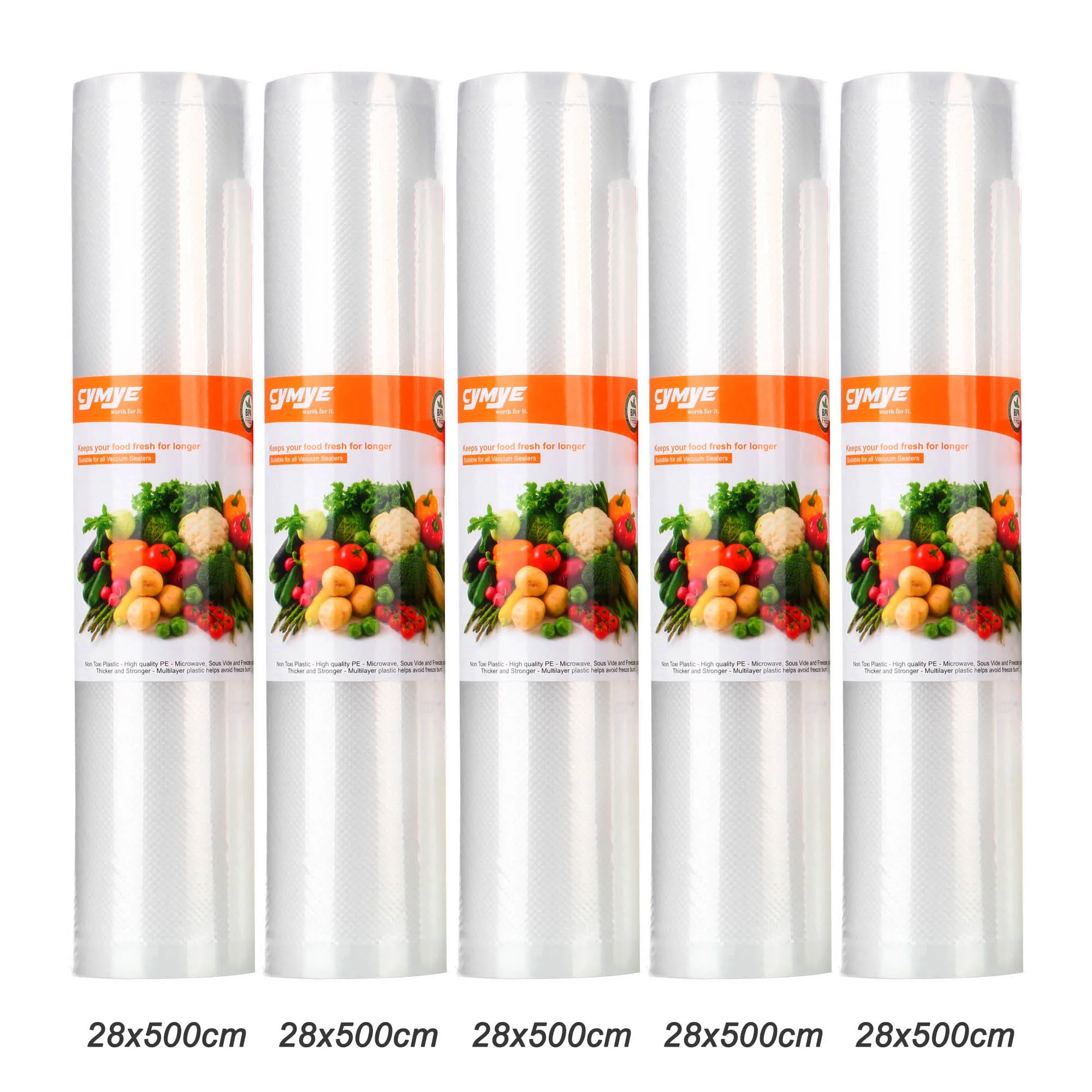28cm 5PCS Cymye еда держатель для хранения сумки VB01 вакуумные пластиковый ролик изготовление размеров под заказ сумки для винные пробки к для сохранения свежести продуктов - Цвет: 28cm 5PCS