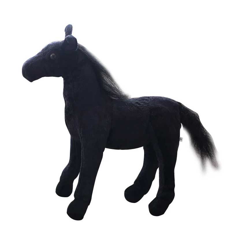 

Stuffed animals horse black 40 CM Lifelike Wild Animal Doll Simulation White Plush Toys Children Kids Birthday Christmas Gifts