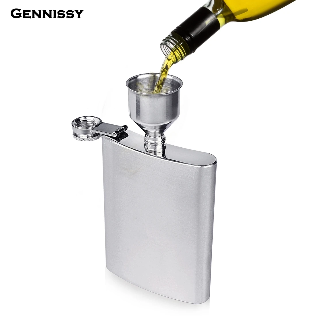 GENNISSY 1 шт. 1OZ большой Размеры плоская фляжка Лейка для вина Нержавеющая сталь