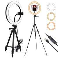 10inch led ring light photographic dimmable selfie ring lighting stand tripod phone holder for youtube makeup video live studio