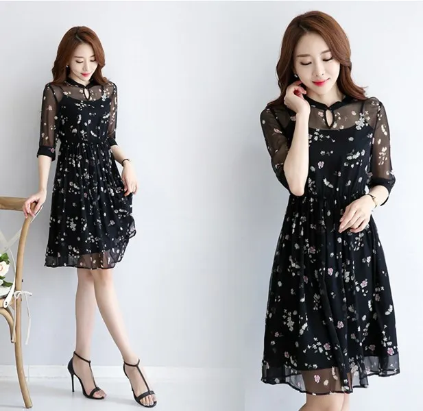 Корейские Винтажные Платья с цветочным принтом 2020 сексуальное женское летнее